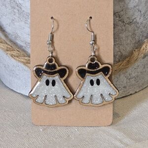 Ghost Earrings with Cowboy Hat